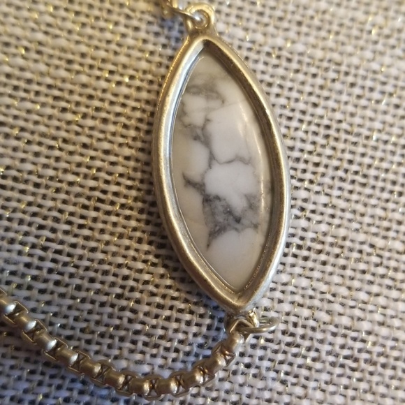 White Howlite Gemstone Marquise Bolo Bracelet - Picture 2 of 5